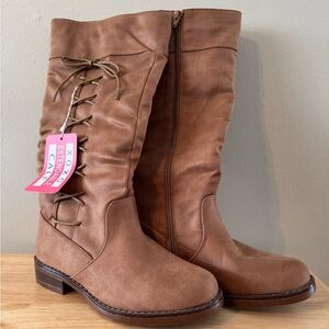 Tan Lace-Up Boots—Women Size 6
